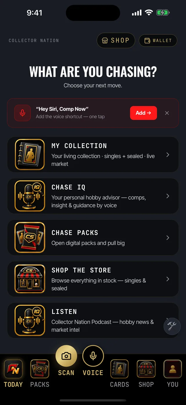 The Collector Nation app home screen with Scan