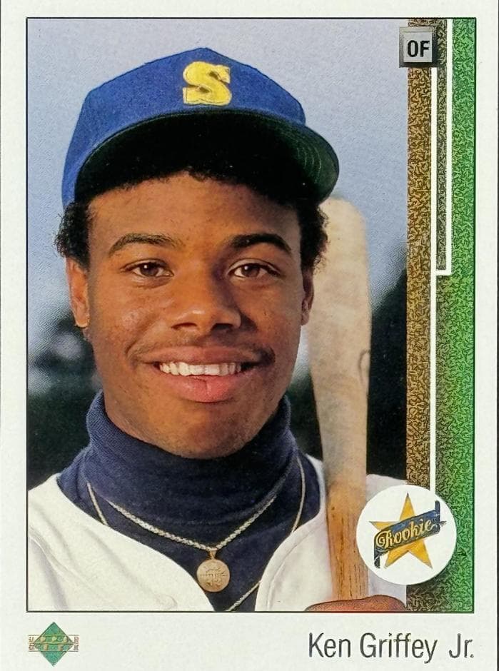 The 1989 Upper Deck #1 Ken Griffey Jr. Star Rookie, the first card in Upper Deck’s first set and the defining card of the junk-wax era.