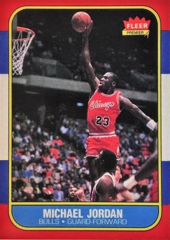 The 1986-87 Fleer Michael Jordan rookie, card #57, the most recognizable rookie card in the hobby.