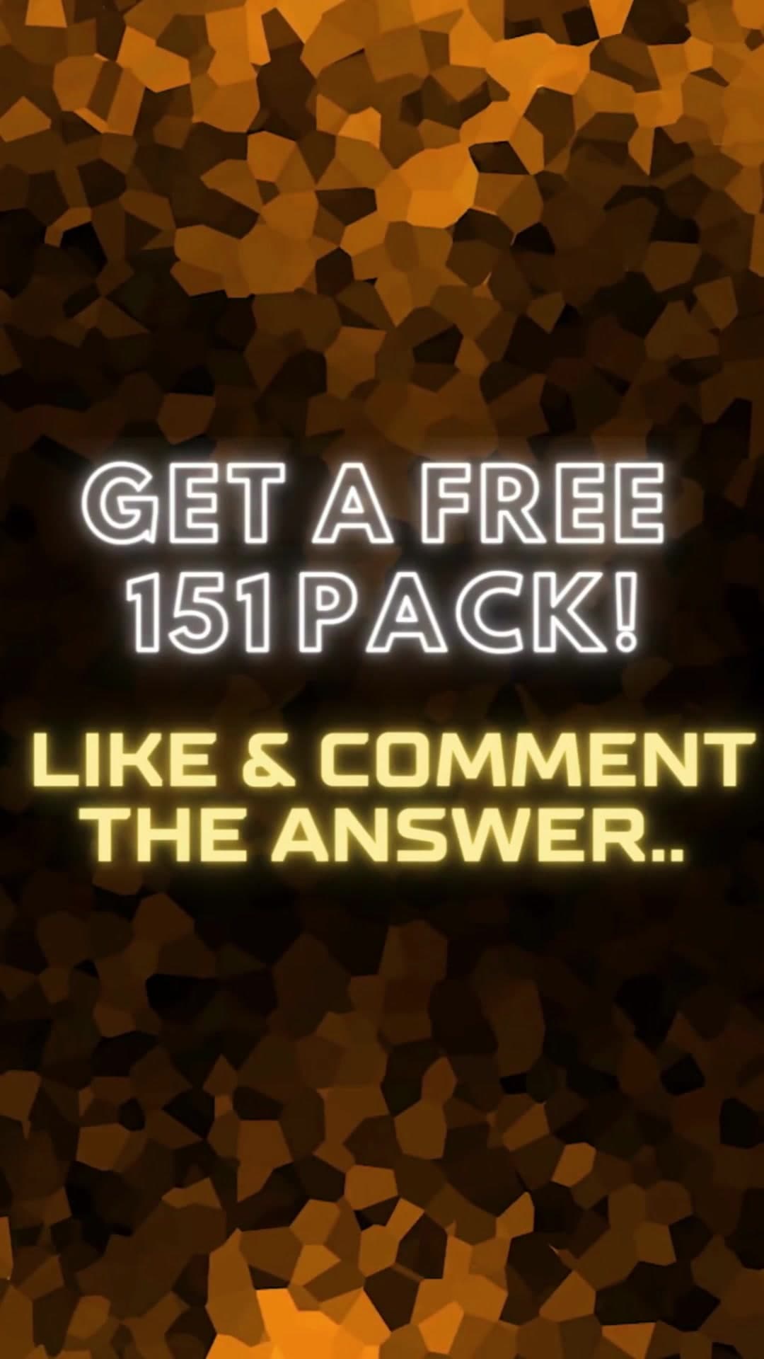 Like and Comment the best will recieve a free pack of KR Pokemon 151!
Subscribe for a Pokemon Question and winner announced every single d