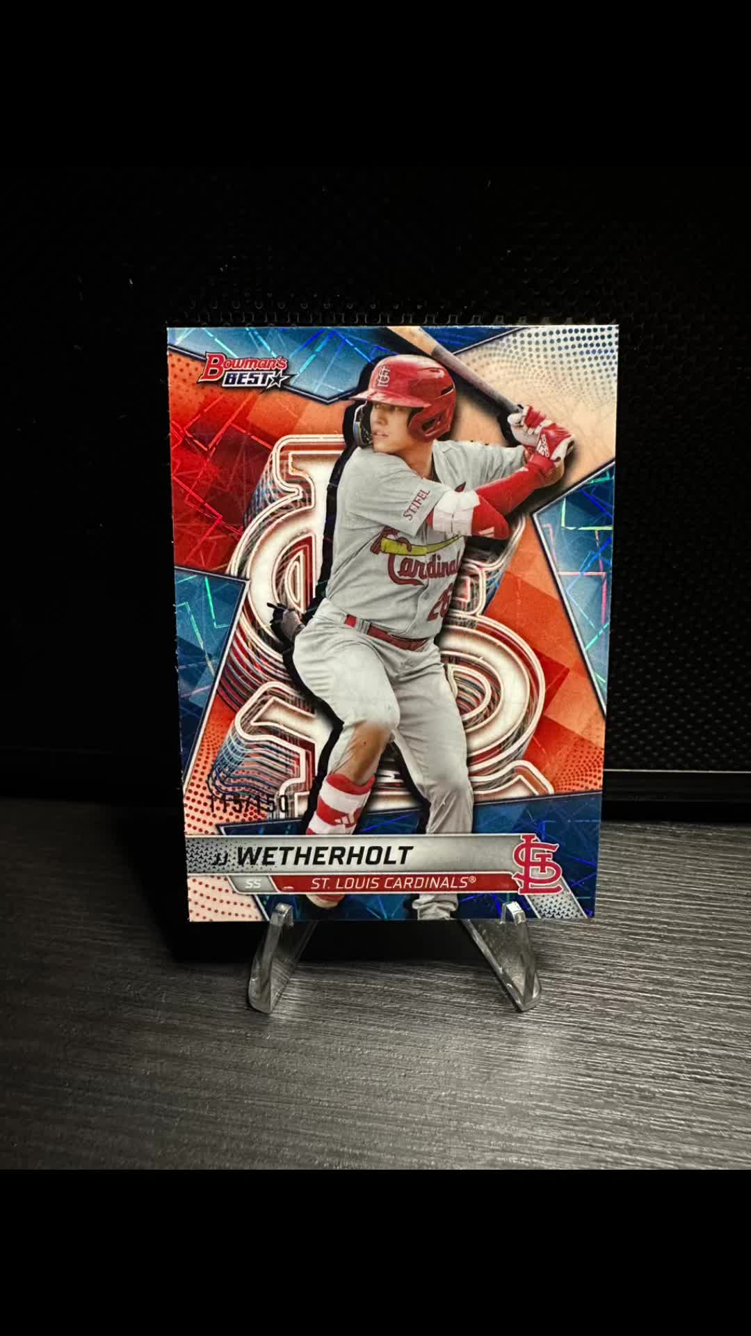 🔥This is my prediction for National League Rookie of the Year! Card of the Day goes to JJ Wetherholt and this 2025 Bowman’s Best Blue Lazer