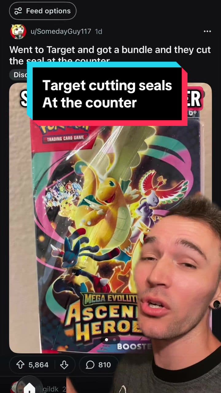 Target cutting seals at the counter #pokemontcg #pokemoncards #pokemon