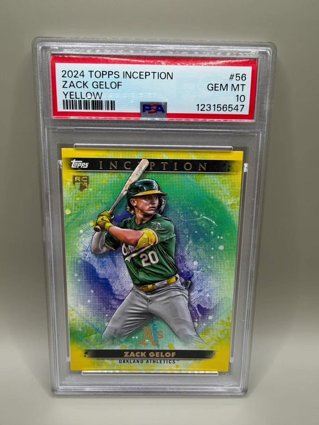 Zack Gelof Inception Yellow PSA 10, numbered 104 of 199 💛🔥 Is this the cleanest color match in the Gelof collection? #ZackGelof #ToppsInce