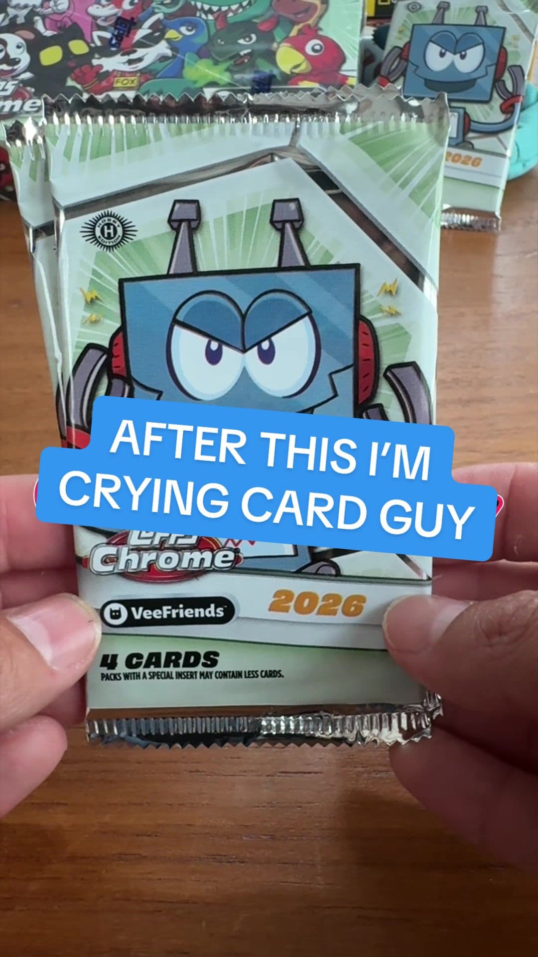Opening 2 more packs of Topps Chrome Vee Friends… Still waiting on a massive hit to come my way… some day… I hope 🤣😅 #rippingpacks #cardo