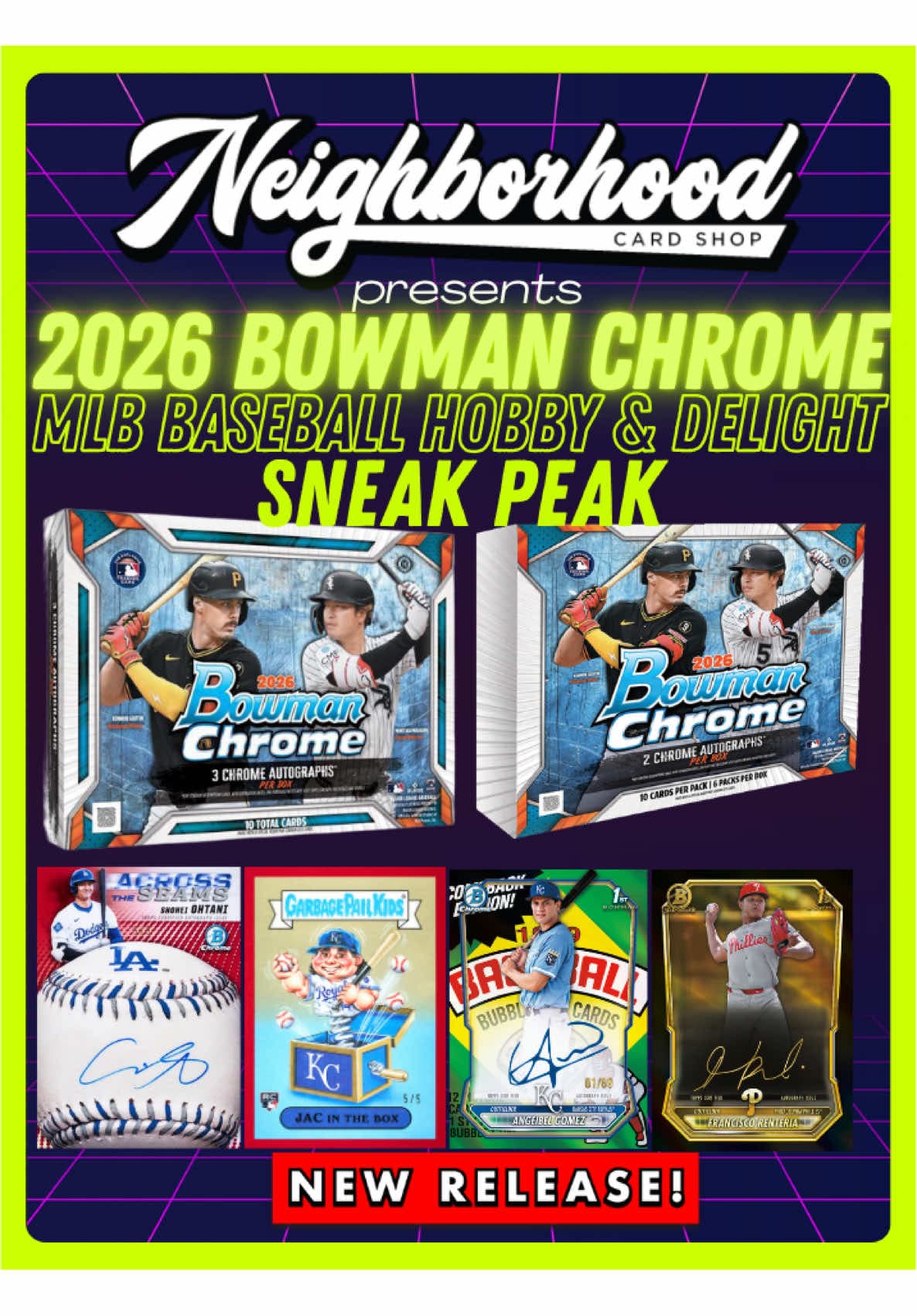 2026 Bowman Chrome Baseball is arriving this Wednesday 9/9. Here’s a sneak peak of all the bangers we can hit We will be running dual cases