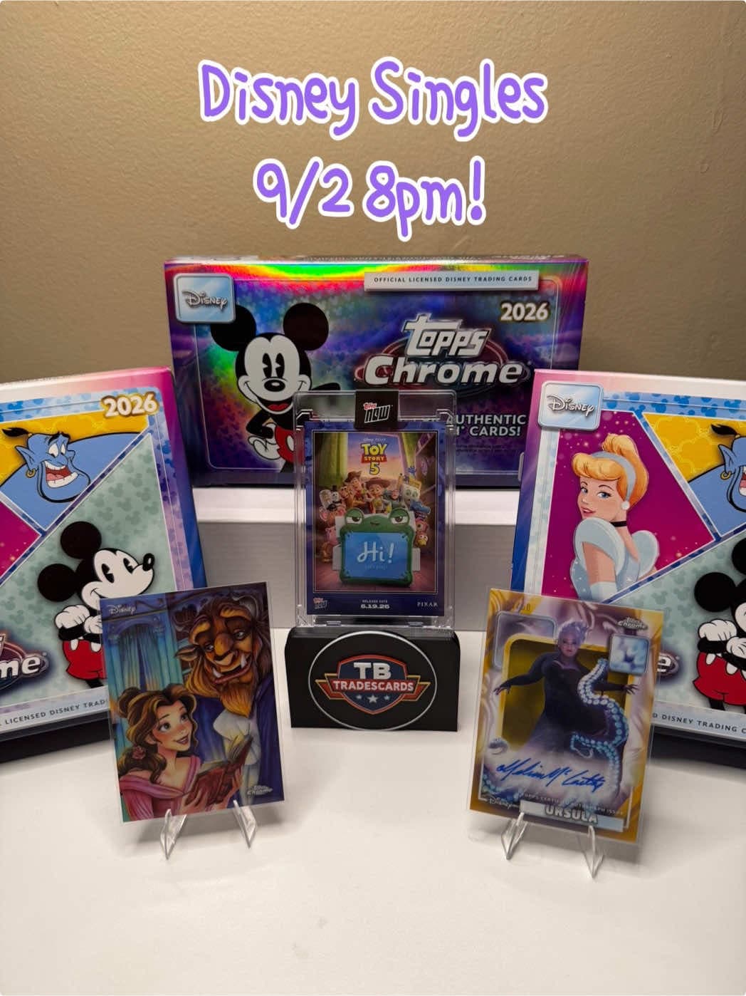Disney Singles Night is LIVE tonight on Whatnot ✨🏰 @Card Couple ⏰ 8:00 PM We’ve got Topps Chrome Disney singles ready to run — numbered ca