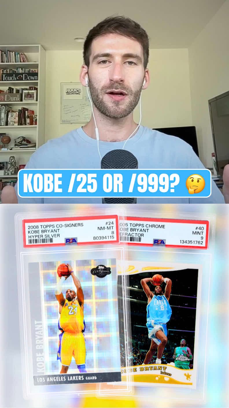 Kobe /25 or Kobe /999? 🤔 Two Black Mamba cards recently sold for almost the exact same price: 🏀 2005 Topps Chrome Refractor /999 PSA 9 — $