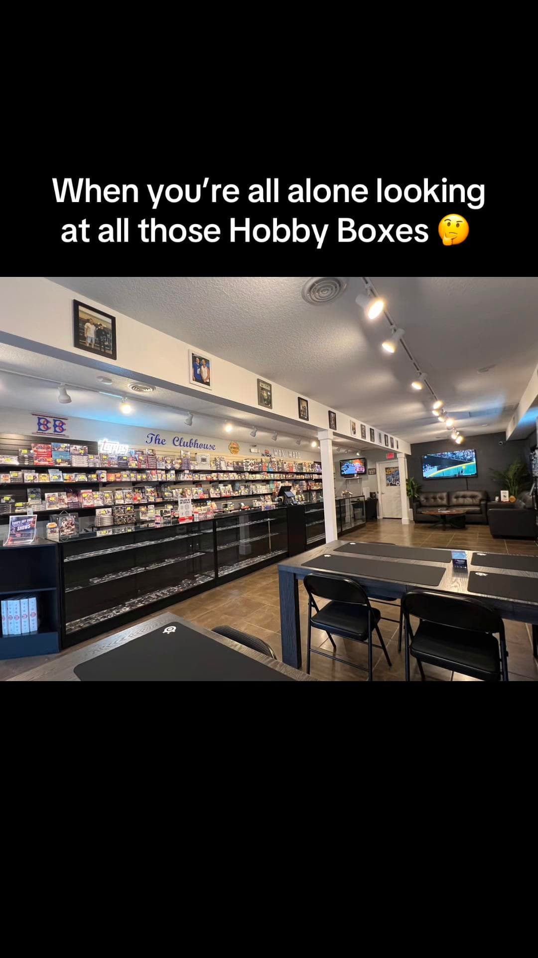 What sport or box are you opening up first on the wax wall? 😂 #sportscards #tradingcards #cardshop
