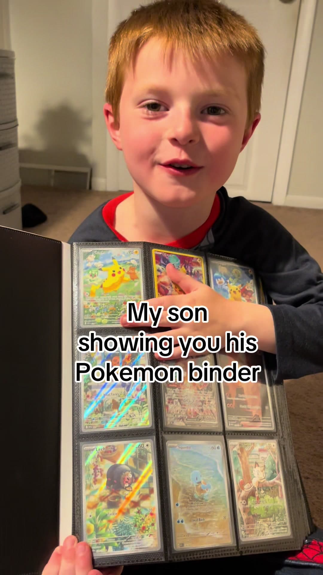 He takes a lot of pride in his binder and the pokemon he knows. He is 5 and still learning, but loves his cards so much 🤠He begged to do