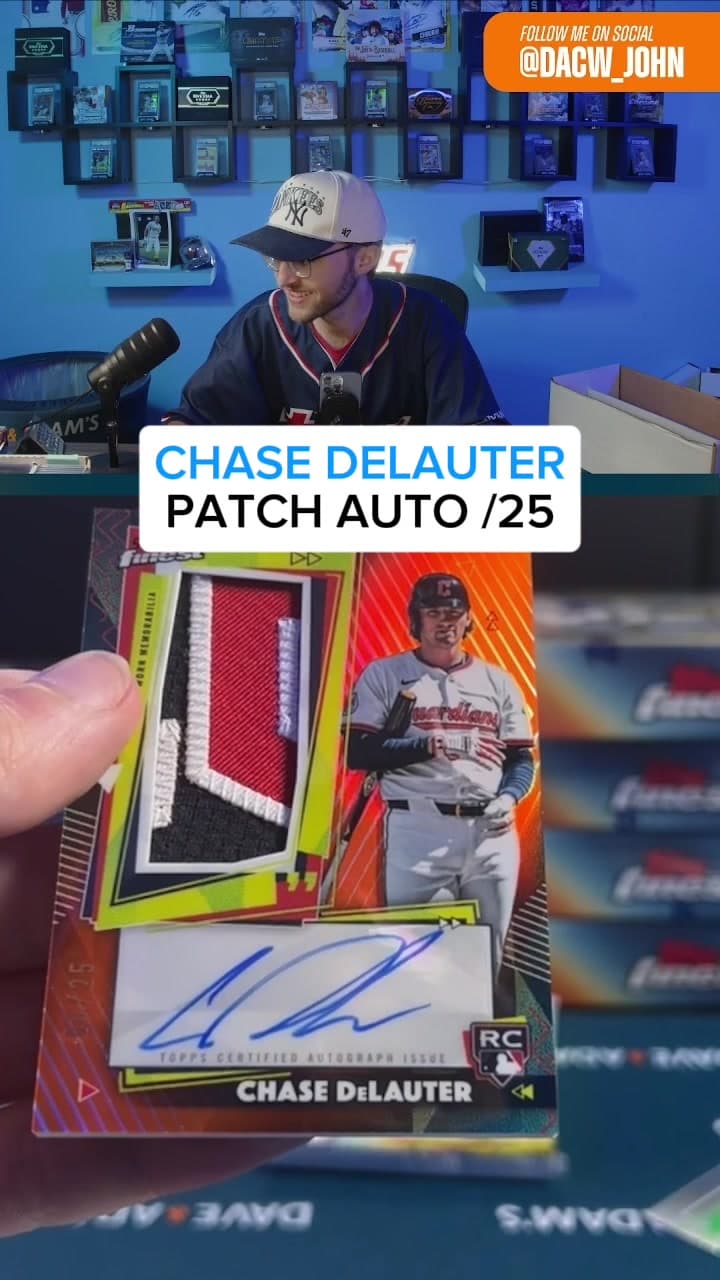 These patches have been NASTY😳😳😳😳 Chase DeLauter patch auto /25 pulled out of Topps Finest Baseball👀👀 @dacardworld @Topps #mlb #baseba