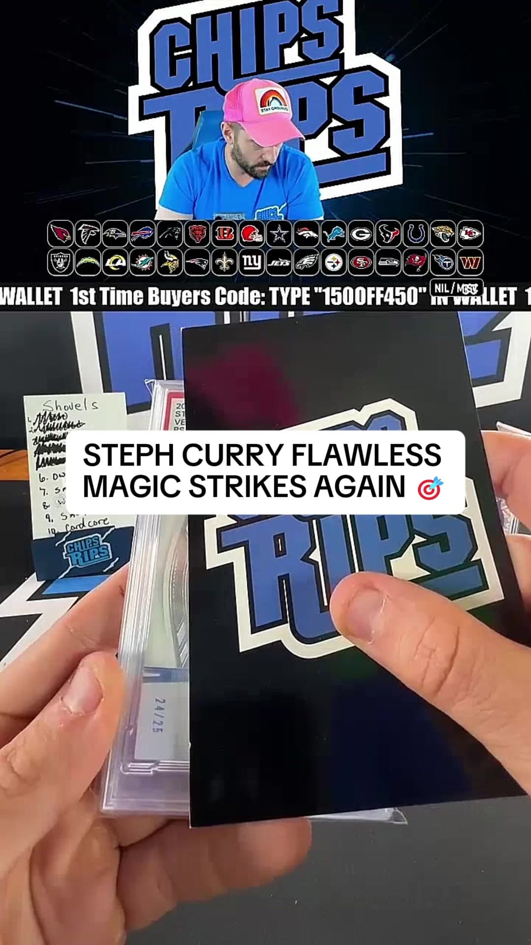 Curry does it again!! FLAWLESS 💣🔥
#viral #thehobby #chipsrips #monsterpull #cardcollector #panini #alt #packrip #tradingcards #nflcards #s