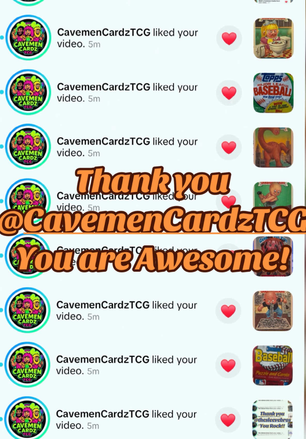 Thank you for your support @CavemenCardzTCG Be sure and give him a follow and check out his content! #fyp #sports #baseball #sportscards #ml