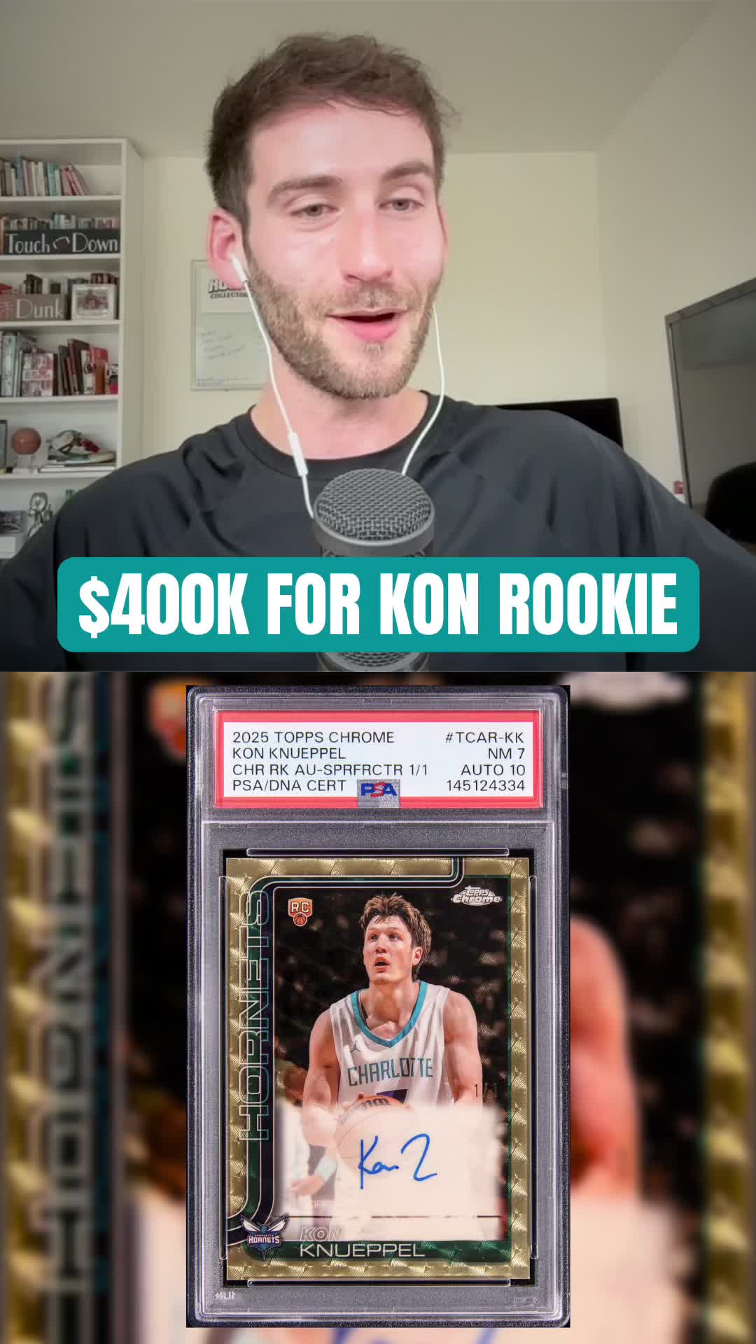 $400K for KON KNUEPPEL?! 🤯 The 2025 Topps Chrome Superfractor Rookie Auto 1/1 of Kon Knueppel — graded PSA 7 — sold for $396,500 on Goldin
