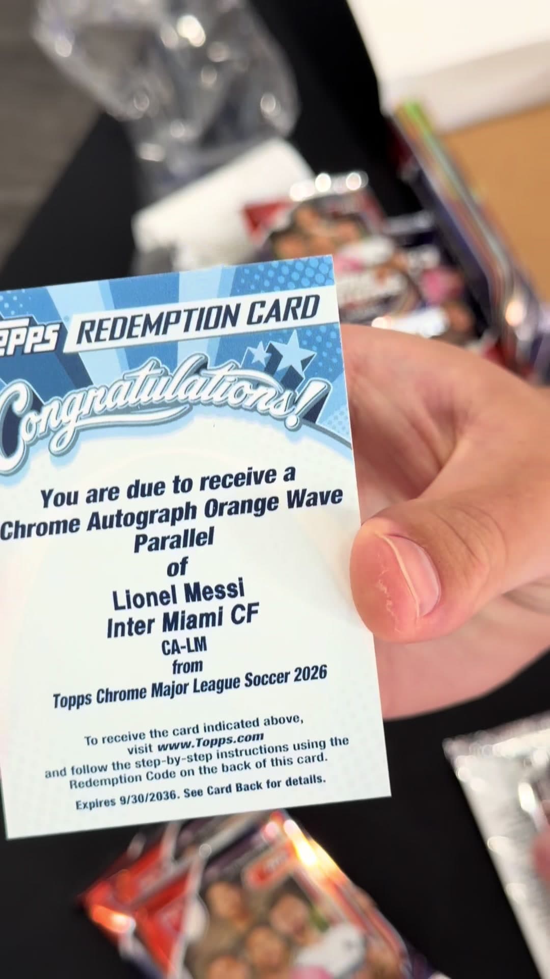Customer bought a box of 2026 @Topps Chrome MLS Soccer opening day at the store and pulled a Lionel Messi Auto Orange Wave /25 🤯 Let’s Go!