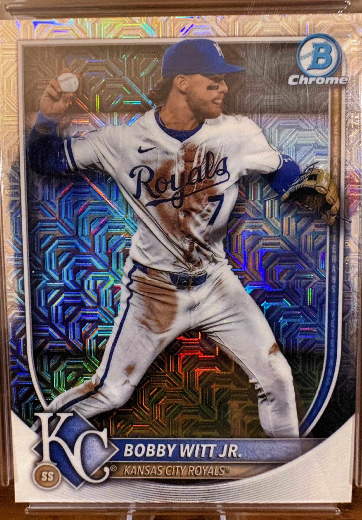 2025 Bowman Chrome Mega no. 7 “Bobby Witt Jr.” My favorite player of today’s game! Like and comment what you think! #fyp #sports #baseball #