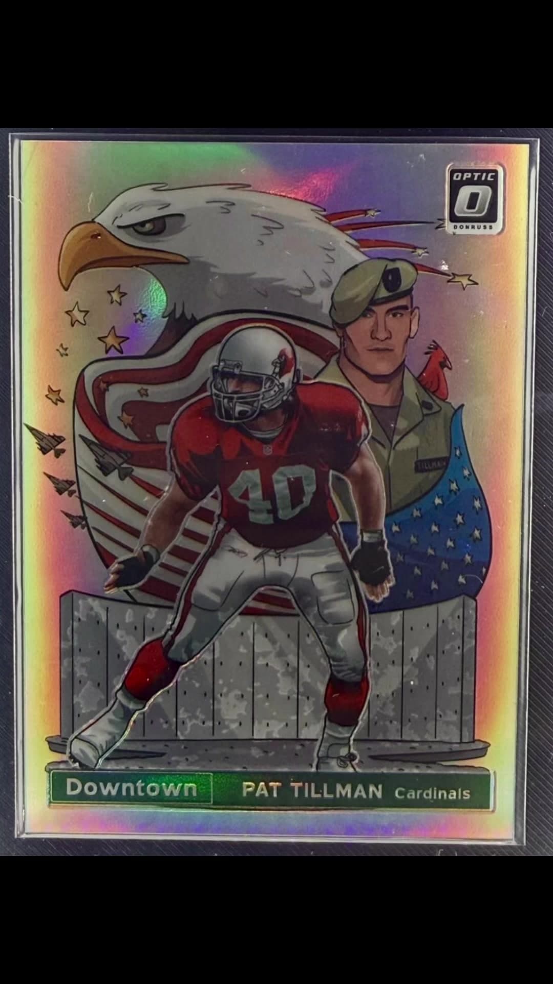 🚨 4 DAYS LEFT 🚨 This incredible 2020 Donruss Optic Downtown Pat Tillman is already turning heads with 37 bids and the auction has clim
