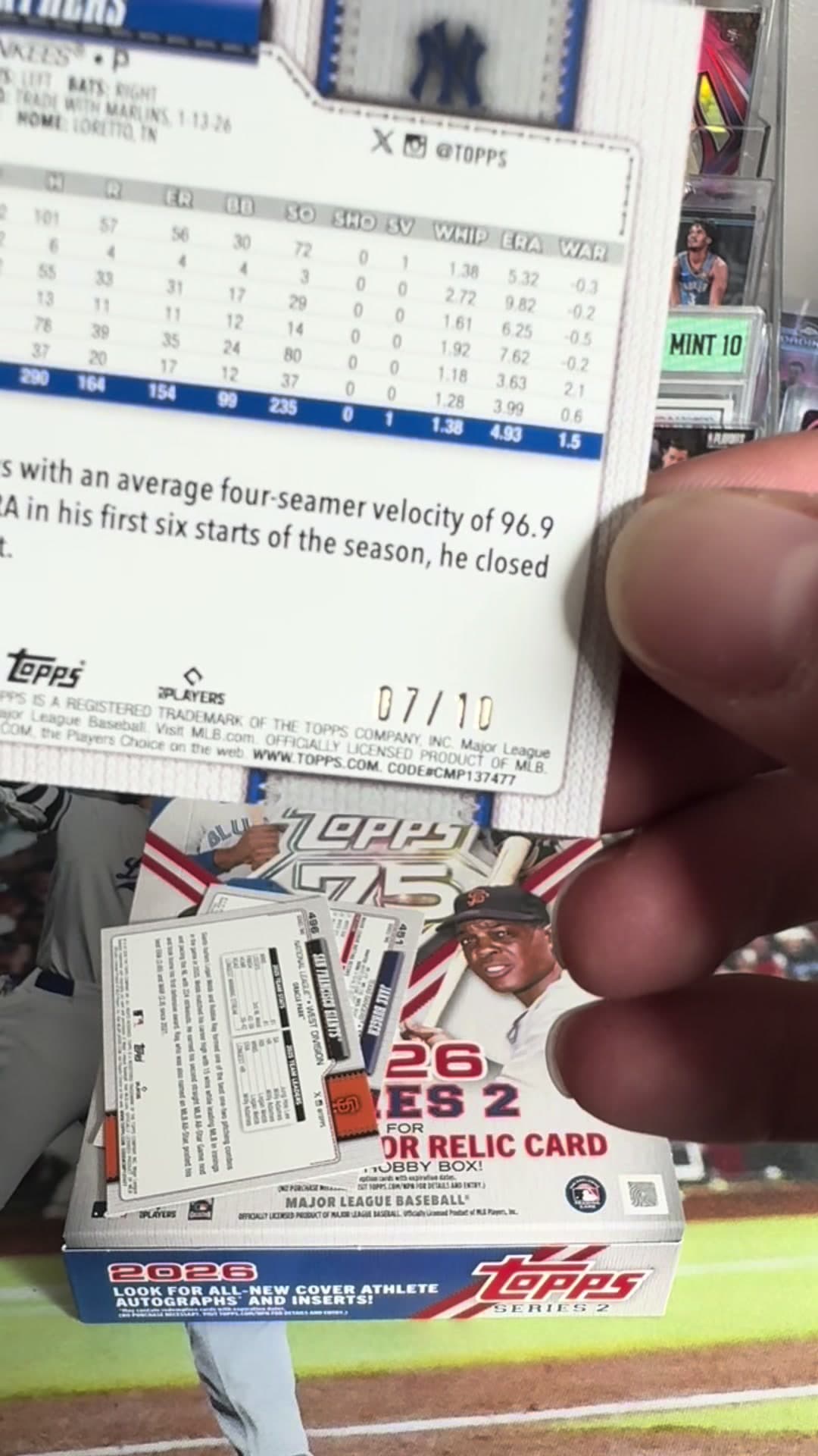 We hit our lowest numbered card to this day with pack rip 5️⃣ on day 🖐️👀 @MLB @Topps 7️⃣5️⃣th Hobby Box ⚾️ #301tradingcards #mlbcards #top