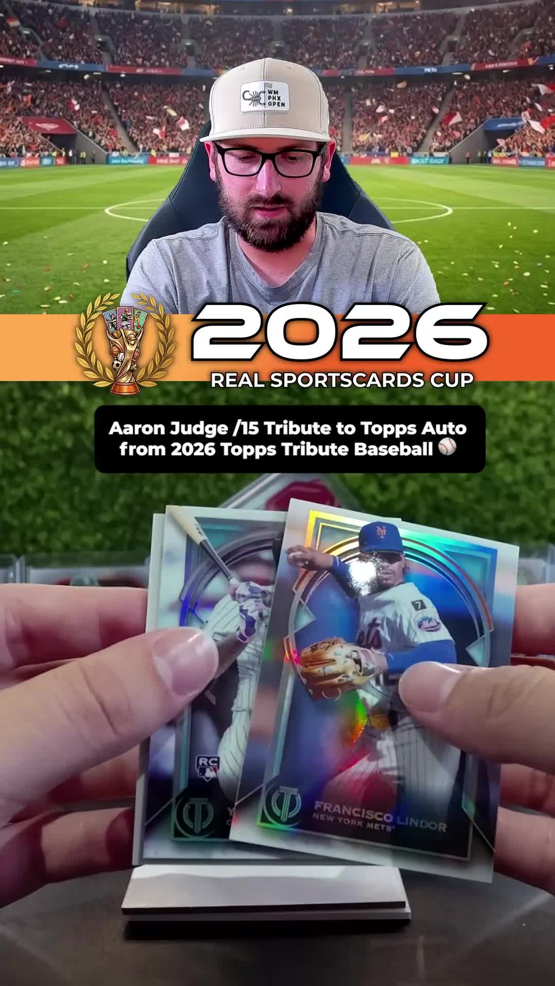 Aaron Judge /15 Tribute to Topps Auto pulled from a 2026 Topps Tribute Baseball break on the Real Sportscards App ⚾ #aaronjudge #baseballcards #toppsbaseball #thehobby #topps