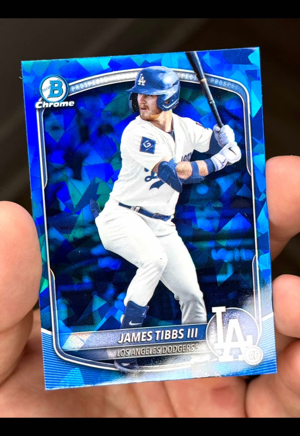 MAIL DAY: 2025 Bowman Draft Chrome Sapphire James Tibbs III BDC-74 1st Card w/ Dodgers #jamestibbsiii #dodgers #bowmanchrome #toppsbaseball