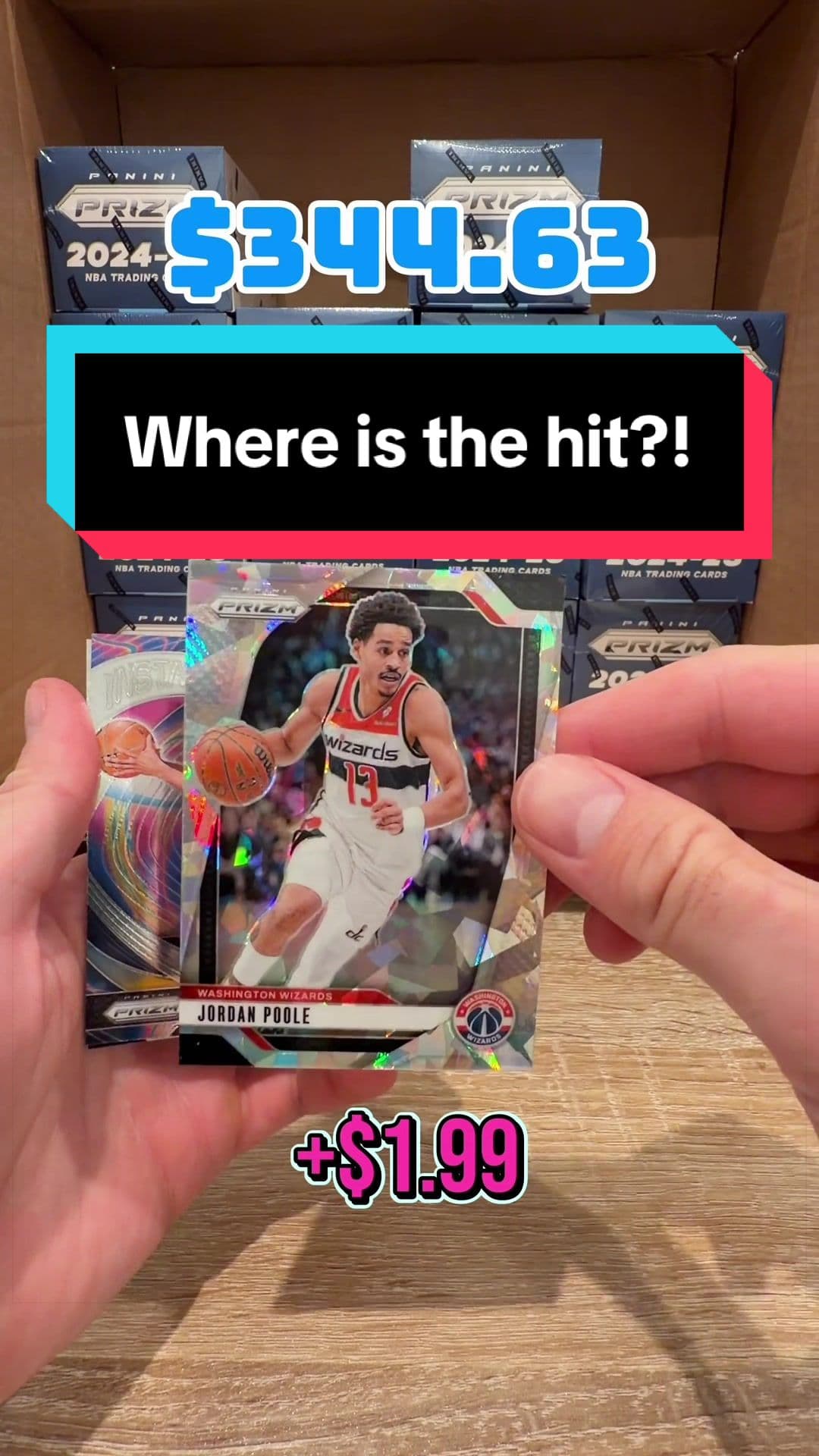 Box 6 was absolutely loaded… with cards worth $1.00–$1.99 😂
The most valuable card was a Jordan Poole Ice Prizm at a commanding $1.99.