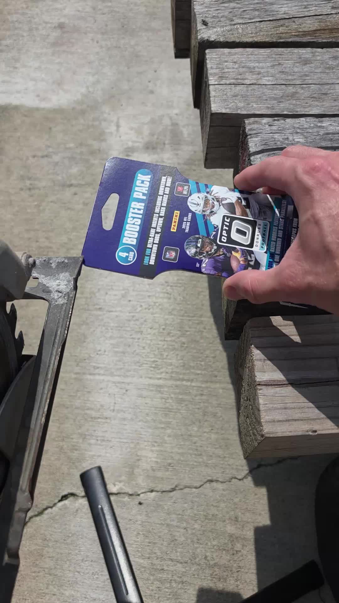 SAVE vs. SAW — NFL Optic edition! 🏈🪚 One booster pack. One very questionable decision. 😅 Do we protect the pack and save the cards… or le