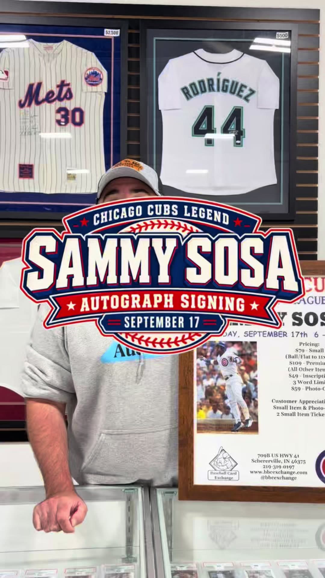 🚨 ONE WEEK AWAY! 🚨 Chicago Cubs legend Sammy Sosa is coming to Baseball Card Exchange for a public signing! 📅 Thursday, September 17 ⏰ 6: