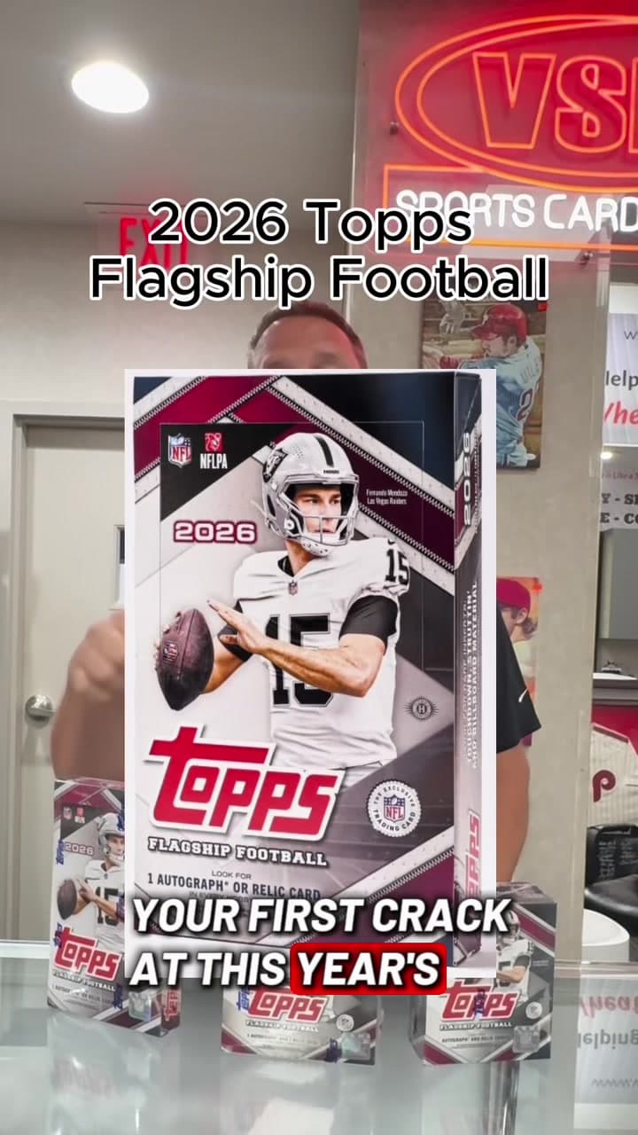 HUGE RELEASE: It’s official! 2026 @Topps Flagship football releases today! Stop in anytime 11-7 today, 10-6 Saturday, or 12-4 Sunday to get
