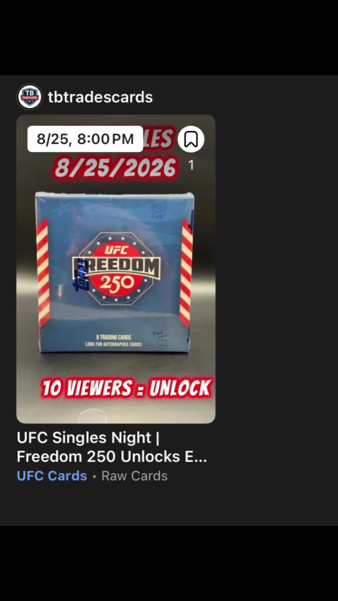 UFC Singles Night is going LIVE on Whatnot 🥊🔥 📅 8/25 ⏰ 8:00 PM We’ll have UFC singles, numbered cards, legends, current stars, and more m