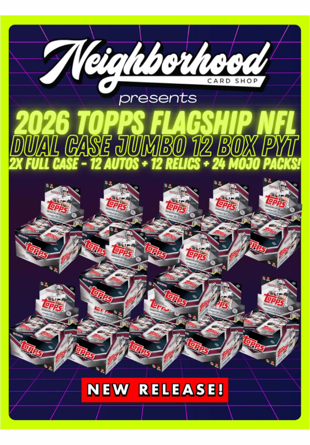 Dual case pick your team break available in our Tiktok shop now! 12x 2026 Topps Flagship NFL Hobby Jumbo Box 12 Autographs 12 Relics 24 Chro