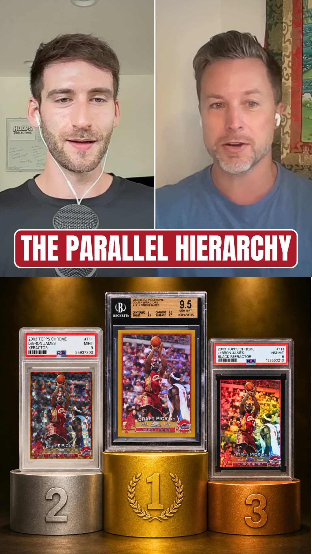Higher grade or rarer parallel? 😳 Which would you rather own? For example, 2003 Topps Chrome LeBron: 💰 Refractor PSA 10 — $60,000 💰 Black