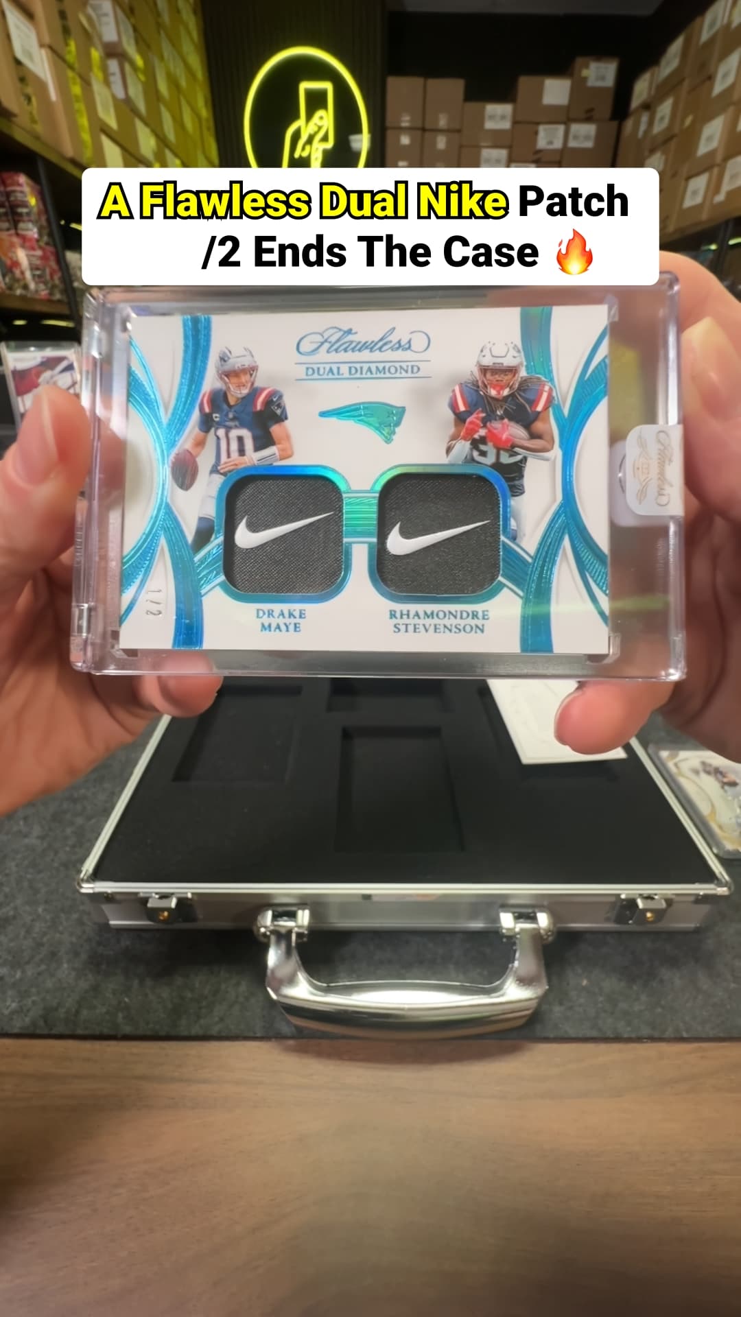 A Drake Maye and Rhamondre Stevenson Dual Nike Patch 1/2 was pulled live by @topbidcollectors on Whatnot! What an incredible way to finish t