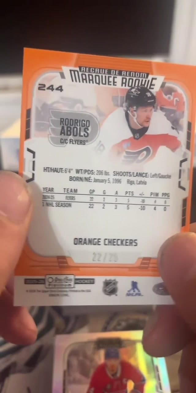 Orange Checkers Marquee Rookie in our next 4 packs of 2025-26 O-Pee-Chee Platinum #fyp #upperdeck #upperdeckhockey #hockeycards #hockeycardo
