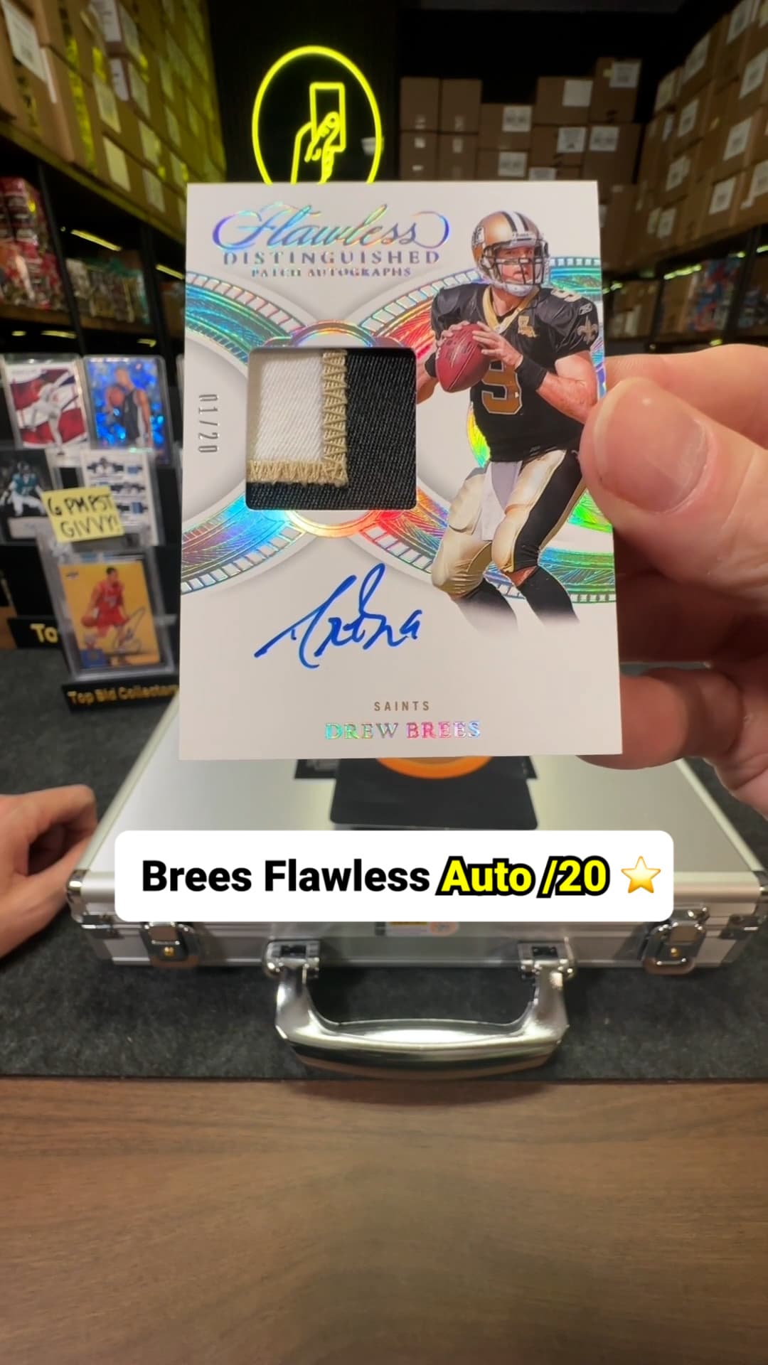A first on print Drew Brees /20 was pulled live by @topbidcollectors on Whatnot! A huge hit of the all-time Saints QB. ππ₯ #DrewBrees #Sain