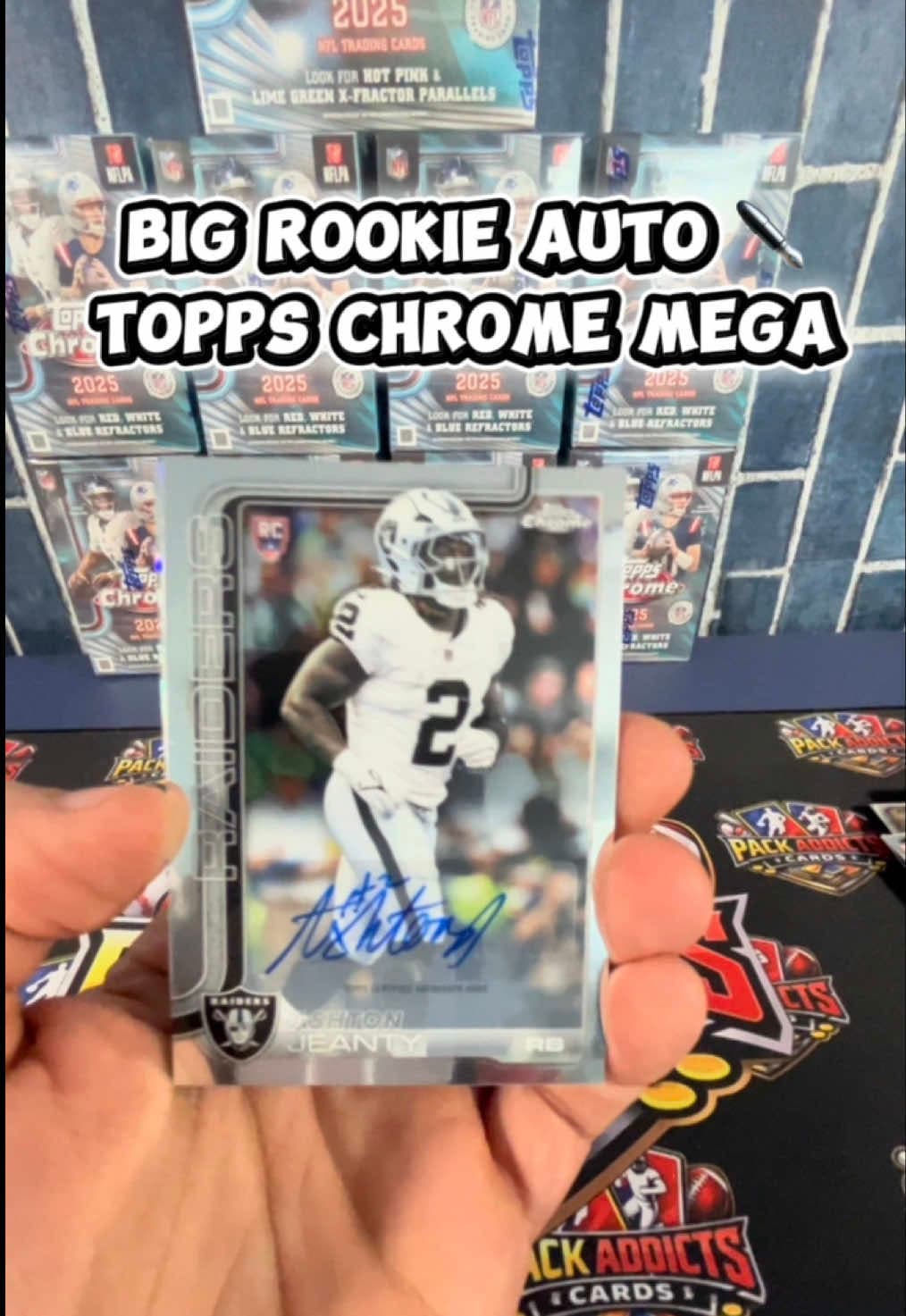 Got into a Topps Chrome Mega and we pulled a SOLID rookie autograph of Ashton Jeanty. Only a base auto here but one of our best personal pul
