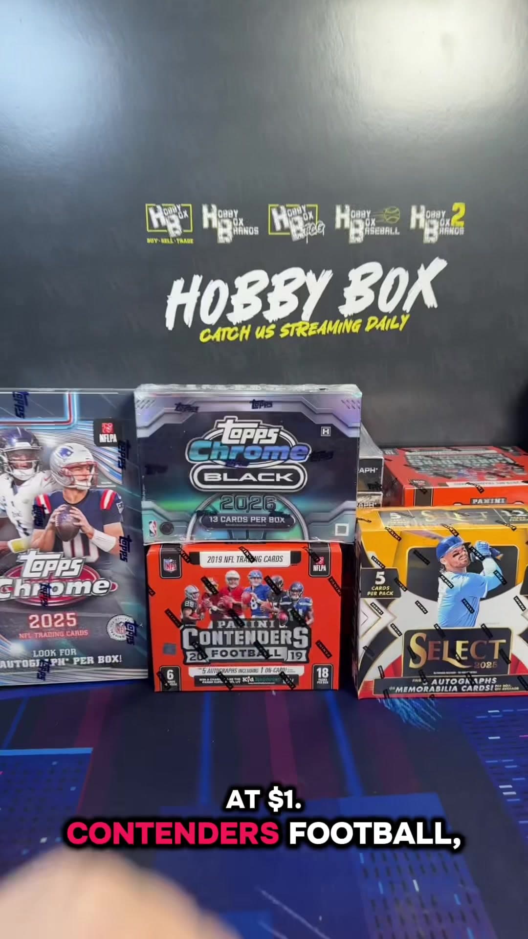 WELCOME TO HOBBYBOXELITE ON TIKTOK!!! HOME OF THR $1 STARTS!!! TONIGHT WE HAVE TOPPS CHROME NFL HOBBY, CONTENDERS 2019 FOOBTALL HOBBY, 2025