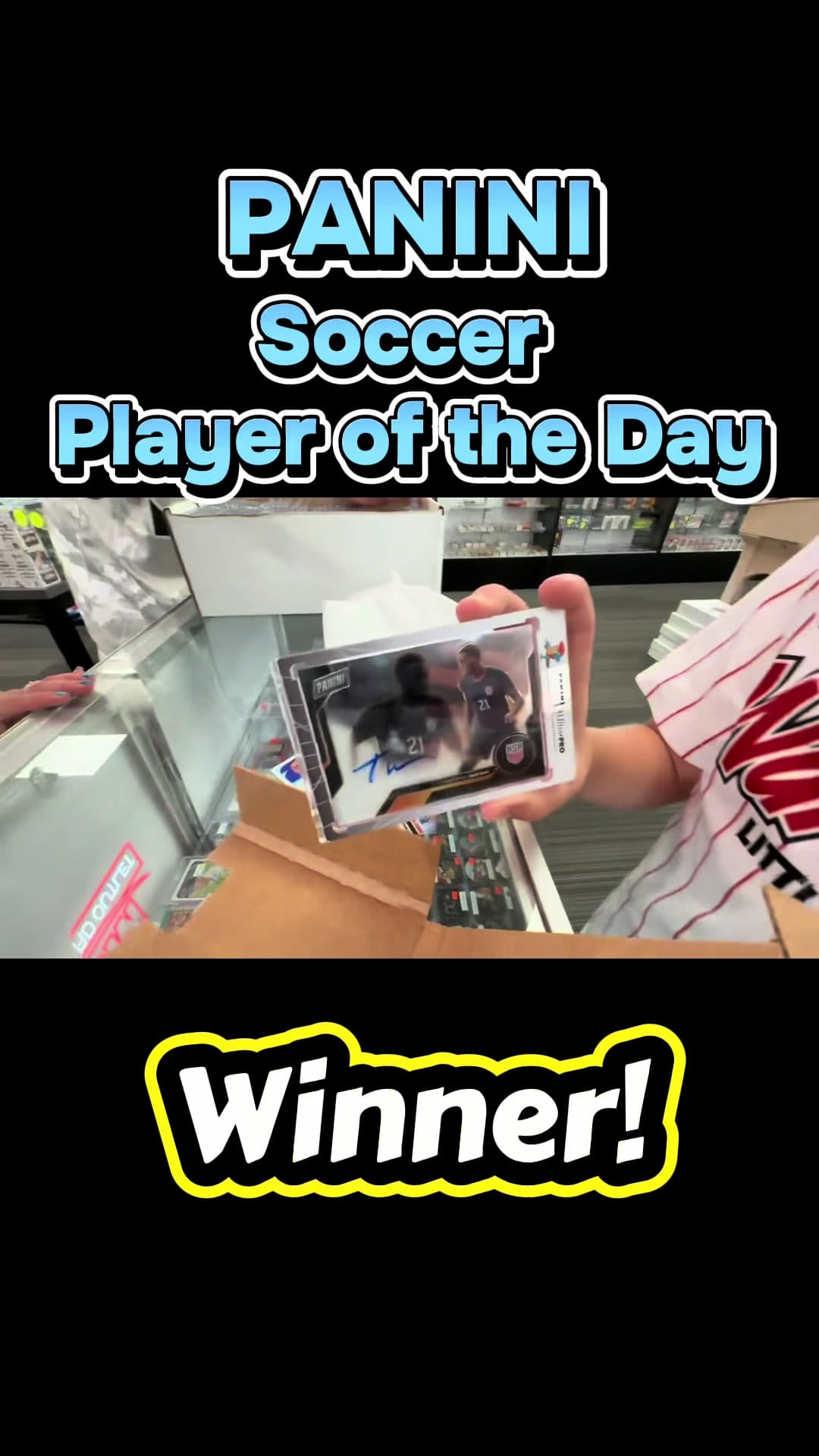 Congratulations to Cody - the lucky winner of our 2026 Panini Soccer Player of the Day. He won a Timothy Weah autograph card. Cody is a socc
