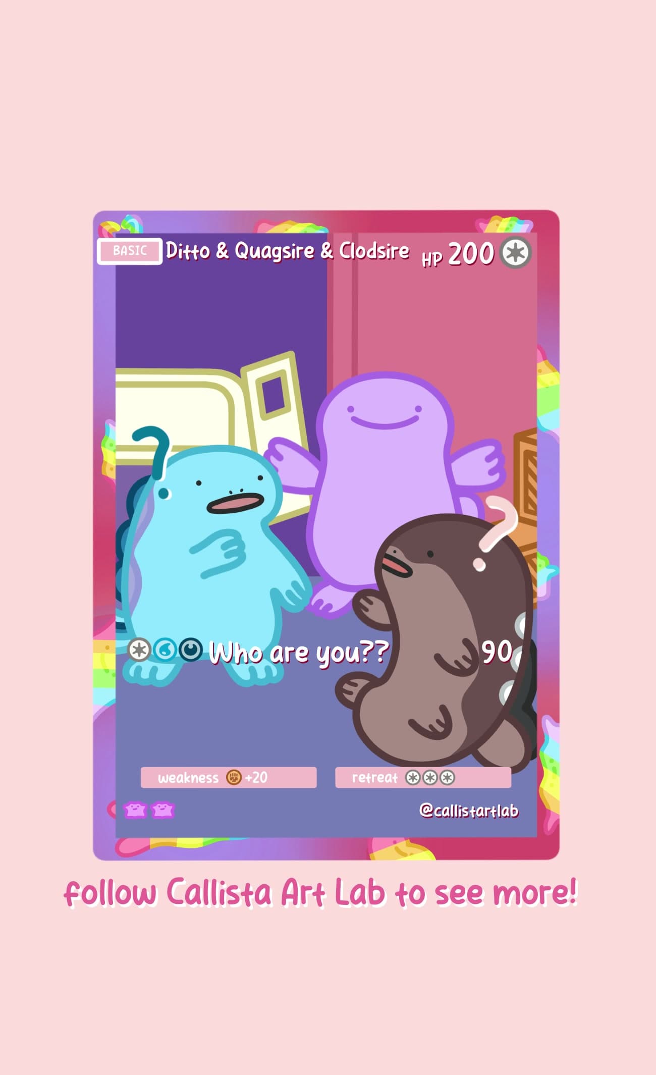 Quagsire: “Who are you?”
Clodsire: “No, who are you?”
Ditto: “…I thought I was you.”
Sometimes they don’t even know who’s who anymore 😆 #p