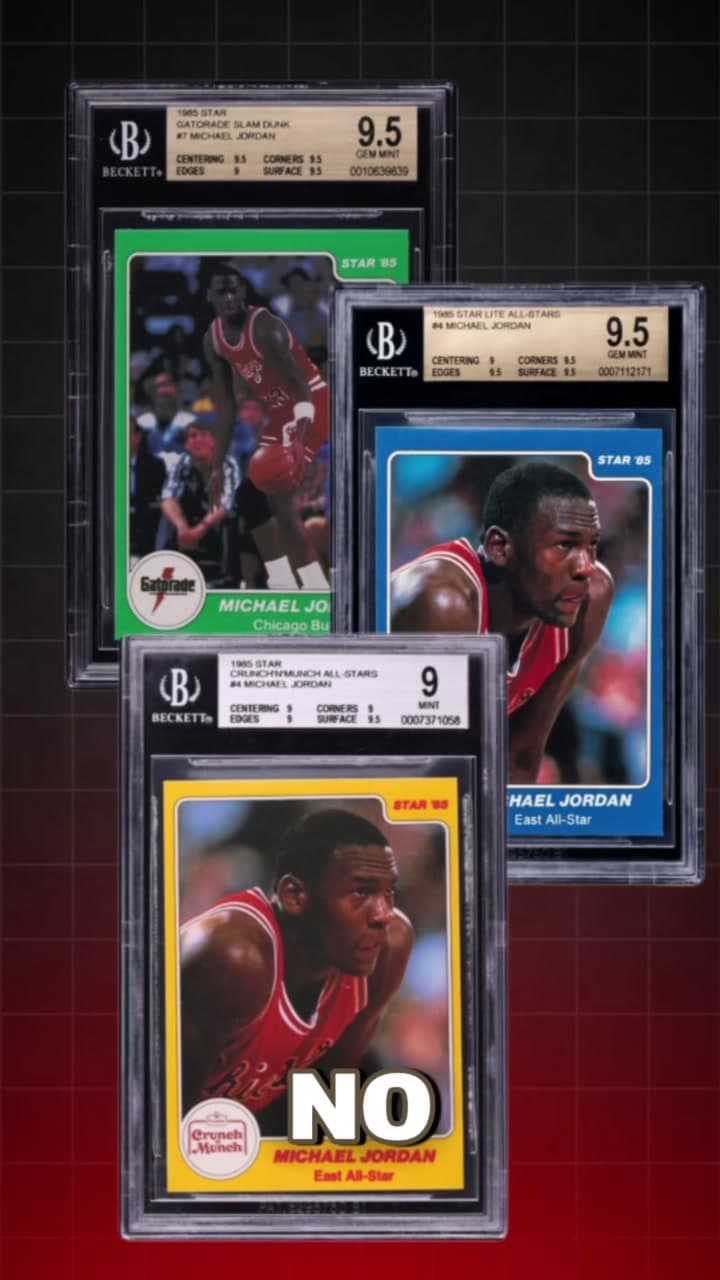 NO ONE WANTED THESE UNTIL THEY WENT UP 10X The 1985 Star Gatorade Slam Dunk, 1985 Star Lite All-Stars, and Crunch 'n Munch Michael Jordan in