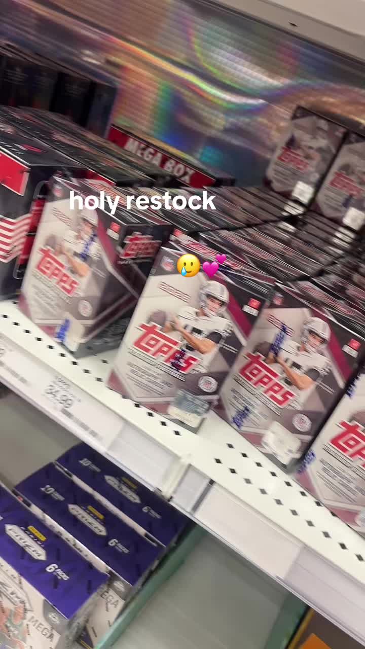 shelves are full omggg i picked up a blaster guys!! #fyp #topps #football #nfl #restock