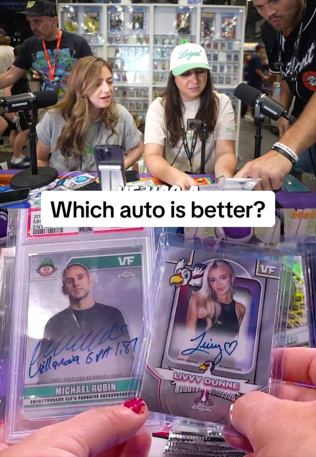 Two massive VeeFriends autos, but which is your favorite?! @Olivia Dunne or @Michael Rubin ✍️✍️ @VeeFriends Cards #tradingcard #cardcollect