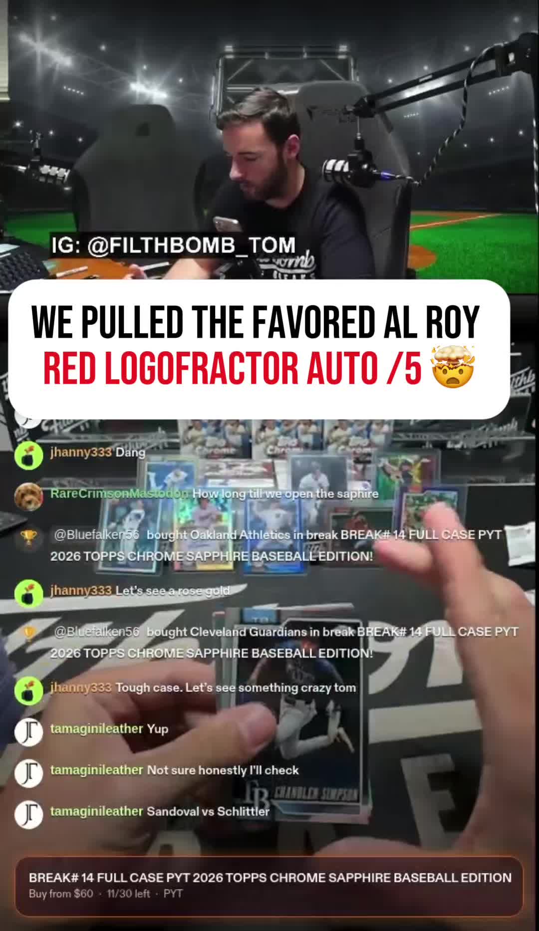ONE OF THE BEST ROOKIE CARDS YOU CAN PULL OF THE AL ROY FAVORITE… A RED LOGOFRACTOR AUTO /5 🤯 TOM IS ON AN ABSOLUTE HEATER RIGHT NOW… THE I