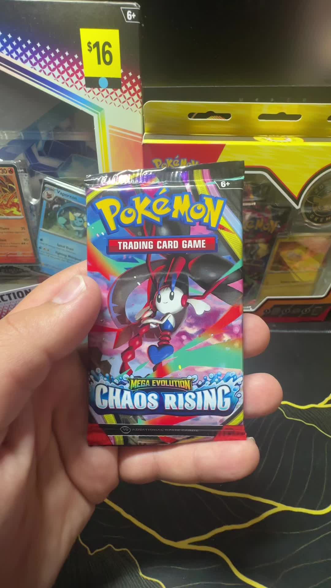 ASMR Pokémon card pack opening! 👂🔥 We’re ripping into Chaos Rising today, and we pull an EX! 👀🔥 Not a massive hit, but I’ll always take
