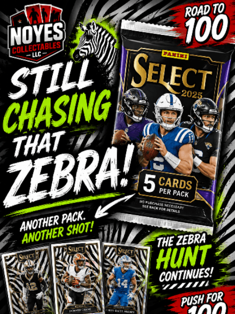 Day 45Still Chasing That Zebra… 🦓 | 2025 Select Football The Zebra Hunt continues… 🦓👀 Another 2025 Panini Select Football pack is open. S
