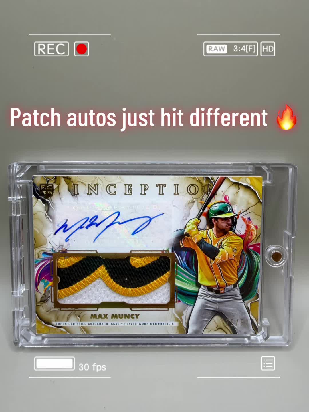 Max Muncy Inception patch auto numbered 25 of 50. Is this an Athletics card worth holding? #MaxMuncy #Athletics #ToppsInception #BaseballCar