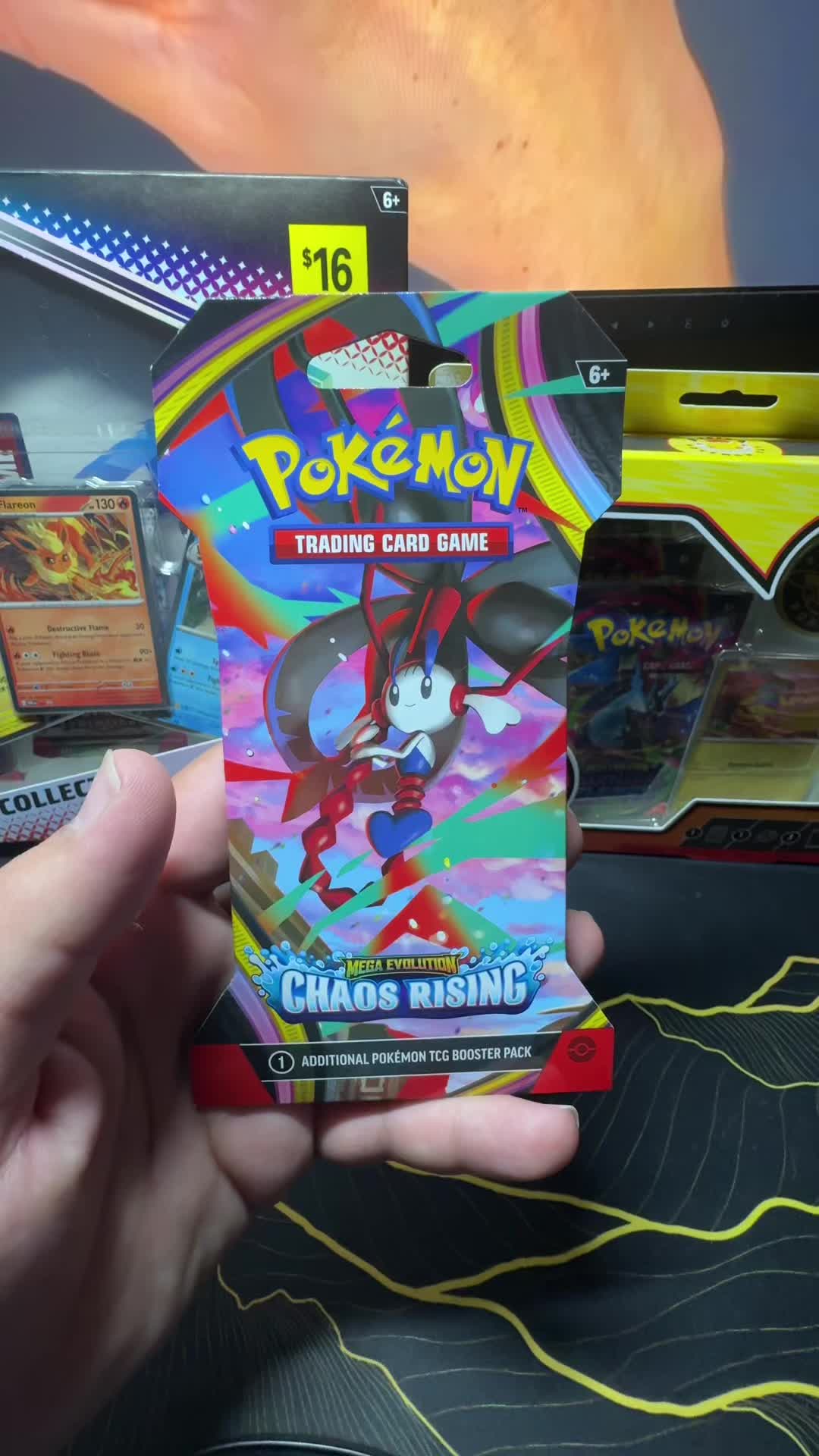 Chaos Rising ASMR fast rip! 👂🔥 We opened another pack of Chaos Rising hoping for something spicy… and Pokémon said “here, have another Ene