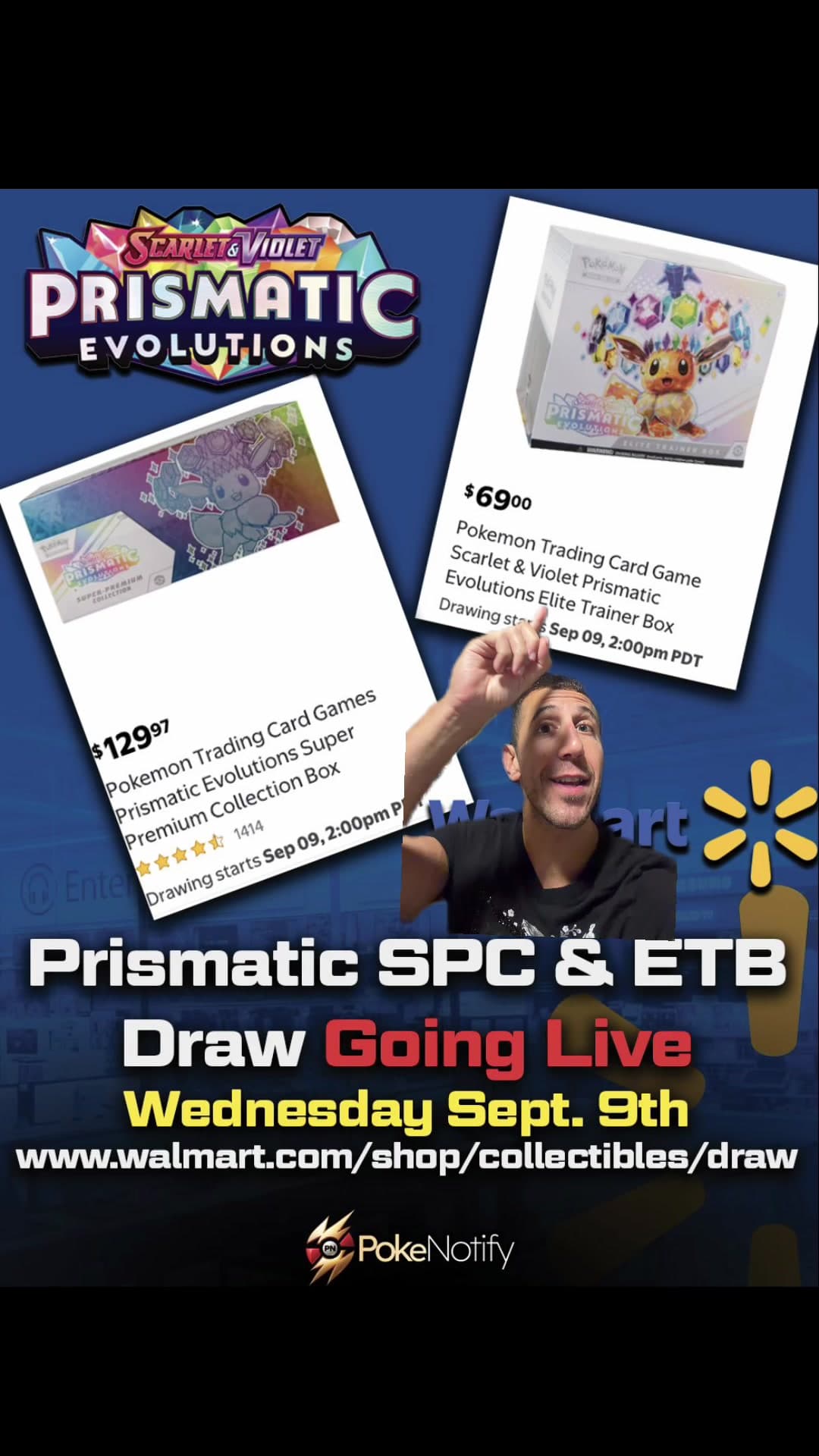 Pokémon Prismatic Evolutions ETB & SPC drawings tomorrow online at Walmart! 🚨🚨🚨 #pokemon #pokemoncards #pokemontcg #pokemontradingca