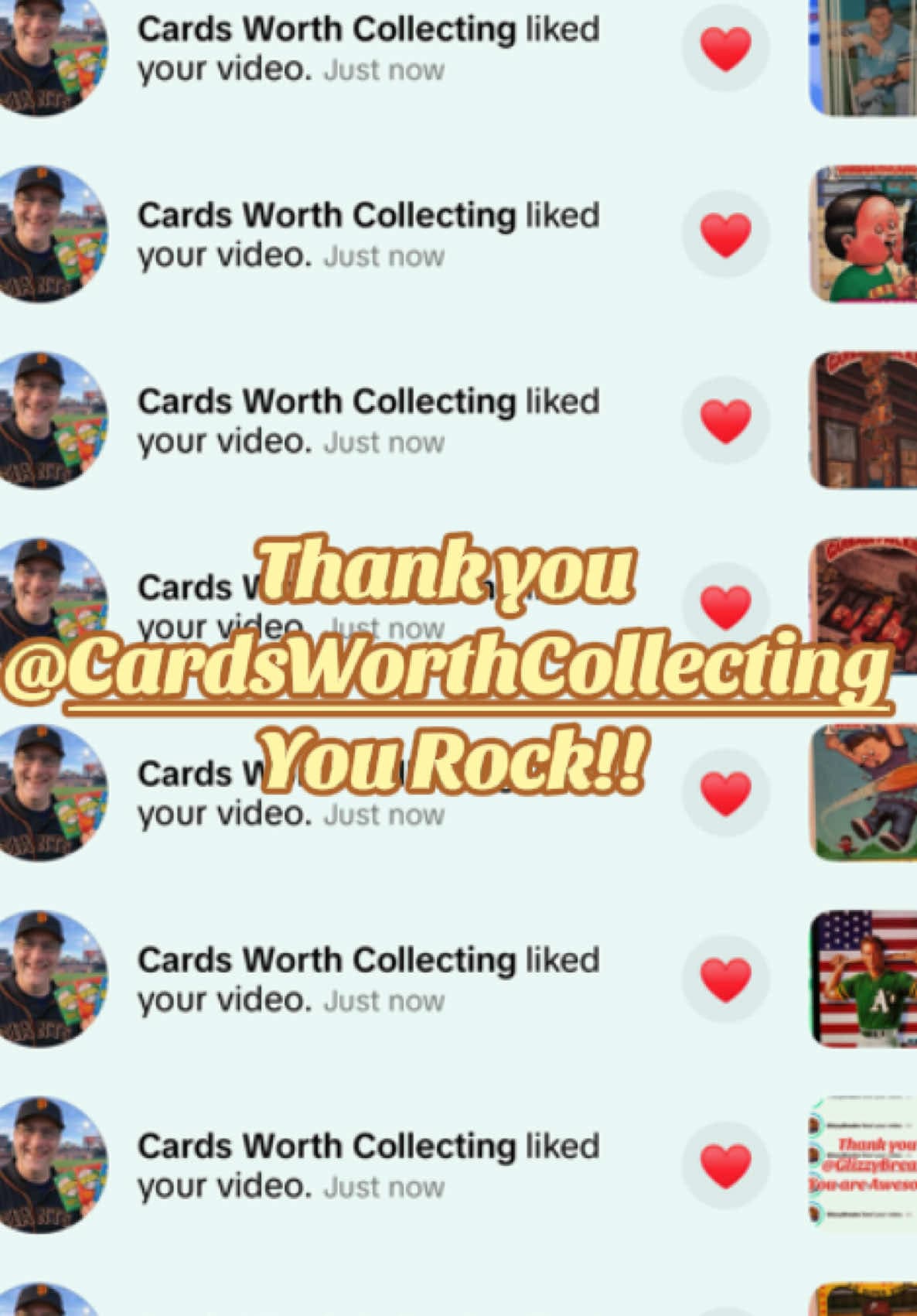 Thank you for your support @Cards Worth Collecting Give him a follow and check out his content! One of our amazing Tik Tok card community fa