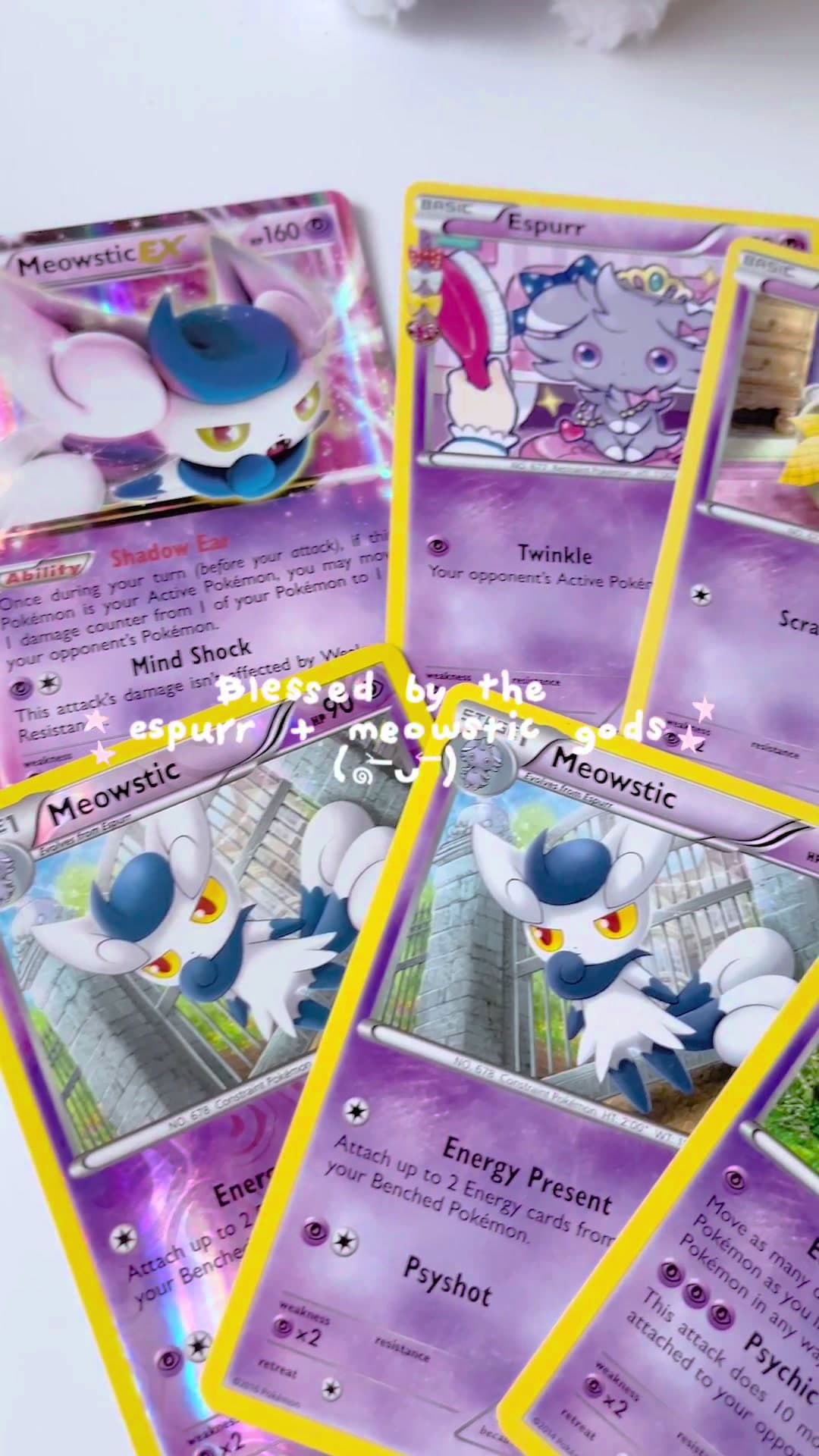 This seller made my day, can't believe I got so many for a relatively cheap card!! They knew how to hook up an espurr/meowstic girlie (ΰΉ>β‘<ΰΉ