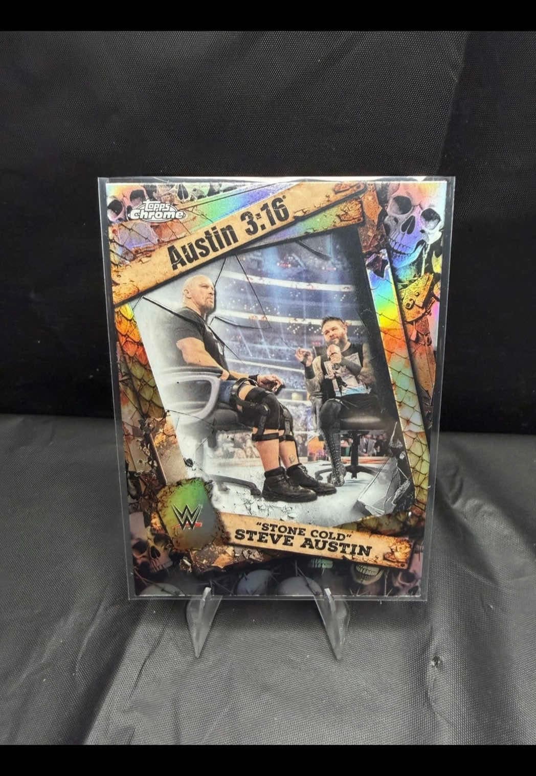 OH HELL YEAH. 🍻 Just listed this Stone Cold Steve Austin card on eBay and it’s easily one of my favorite WWE cards I’ve picked up recently.