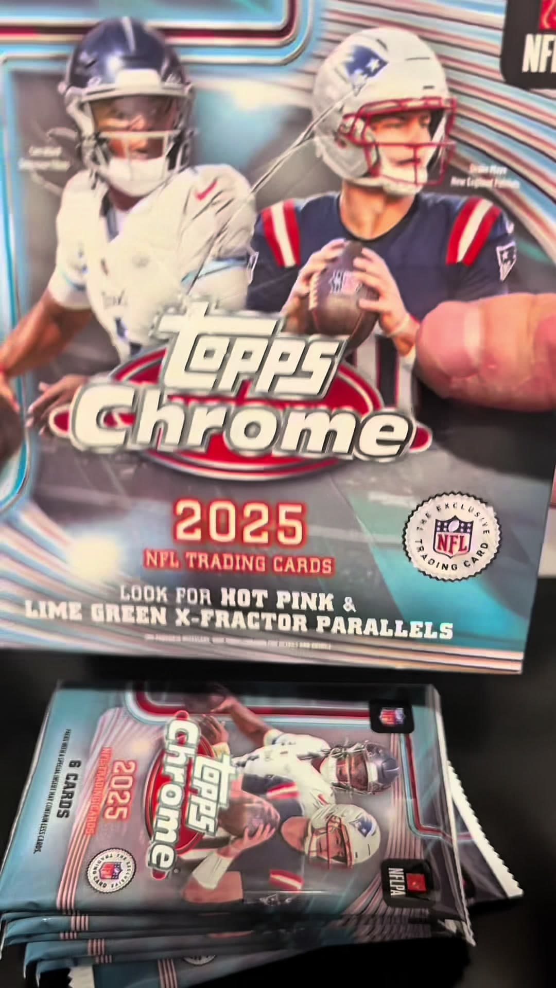Is Topps Chrome still worth ripping in 2025? 👀📦 We opened a Mega Box to find out… would you buy one? #ToppsChrome #FootballCards #SportsCa